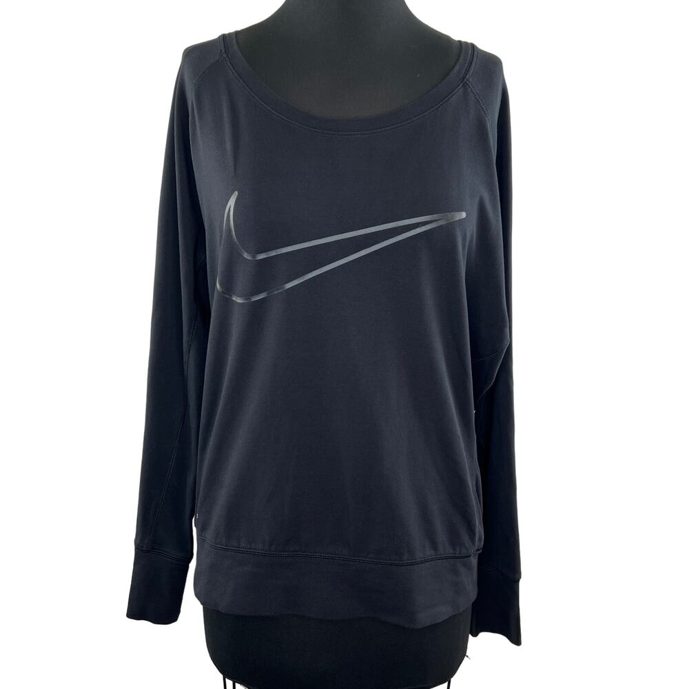 NIKE Dri Fit Black Long Sleeve Rally Training Crew Neck Loose Fit Sweatshirt M